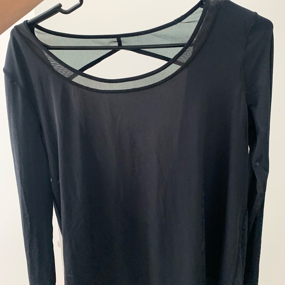 LULULEMON sheer black open back long sleeve gently used.